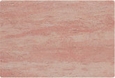 Rosa travertine flexible stone panel – warm rose-pink surface with soft horizontal flowing grain and fine natural pitted texture, flat lay close-up