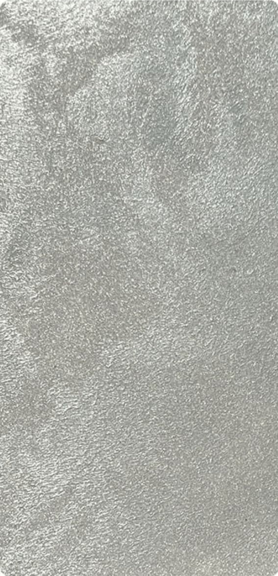  Satin Platinum metallic flexible wall panel – vertical panel view showing cool silver hammered foil surface with fine iridescent texture and subtle shimmer, white background rounded corners